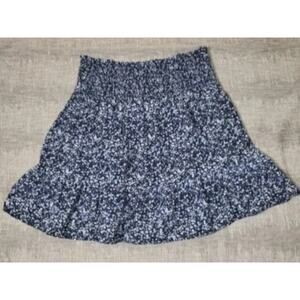 Dylan Skirt Women Size XL Blue Floral Sheer Elastic Smocked Waist Above Knee #63